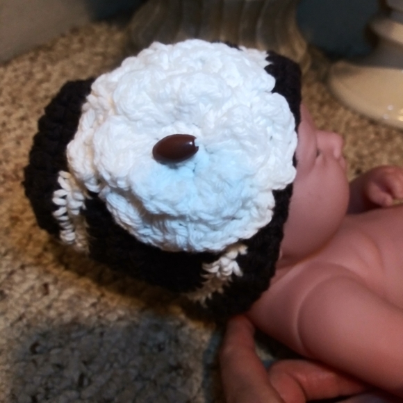 Baby Girl Hand Crocheted Football Themed Beanie - Picture 3 of 8